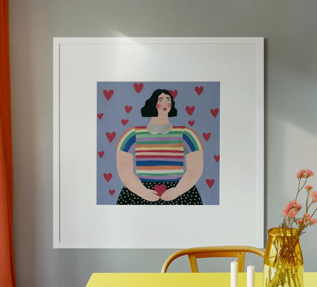 Delizie arcobaleno dal cuore poster con telaio in alluminio da Ivory Frame