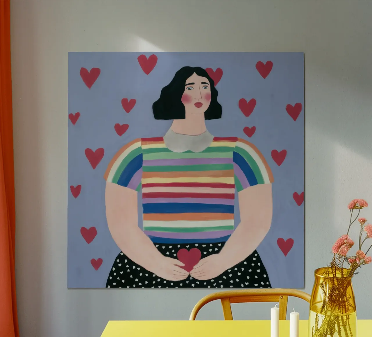 Delizie arcobaleno dal cuore poster con telaio in alluminio da Ivory Frame