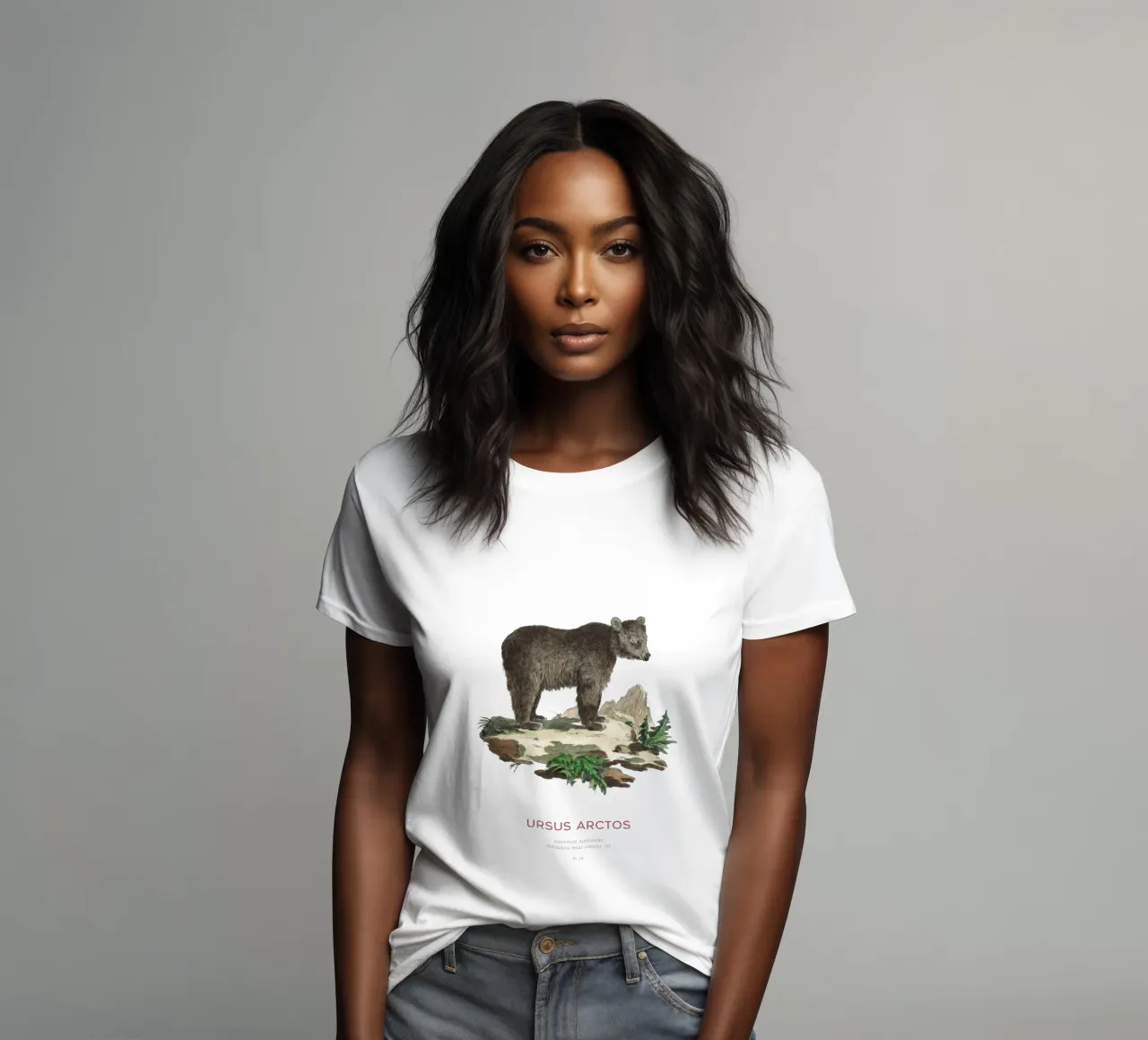 Dessin ancien d'un ours brun t-shirt ajusté pour femmes de Vintagrafica