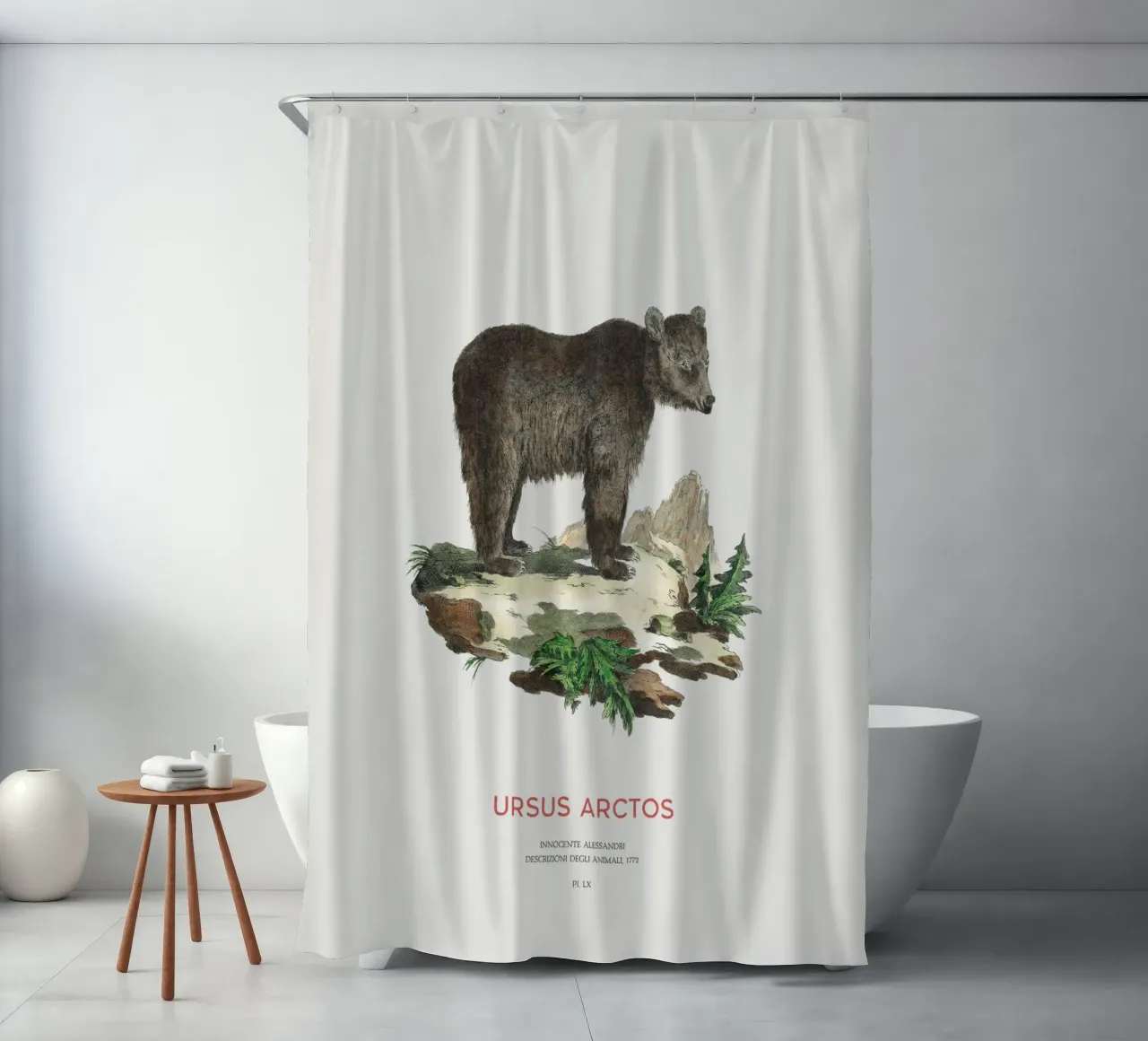 Antico disegno di orso bruno tenda da doccia da Vintagrafica