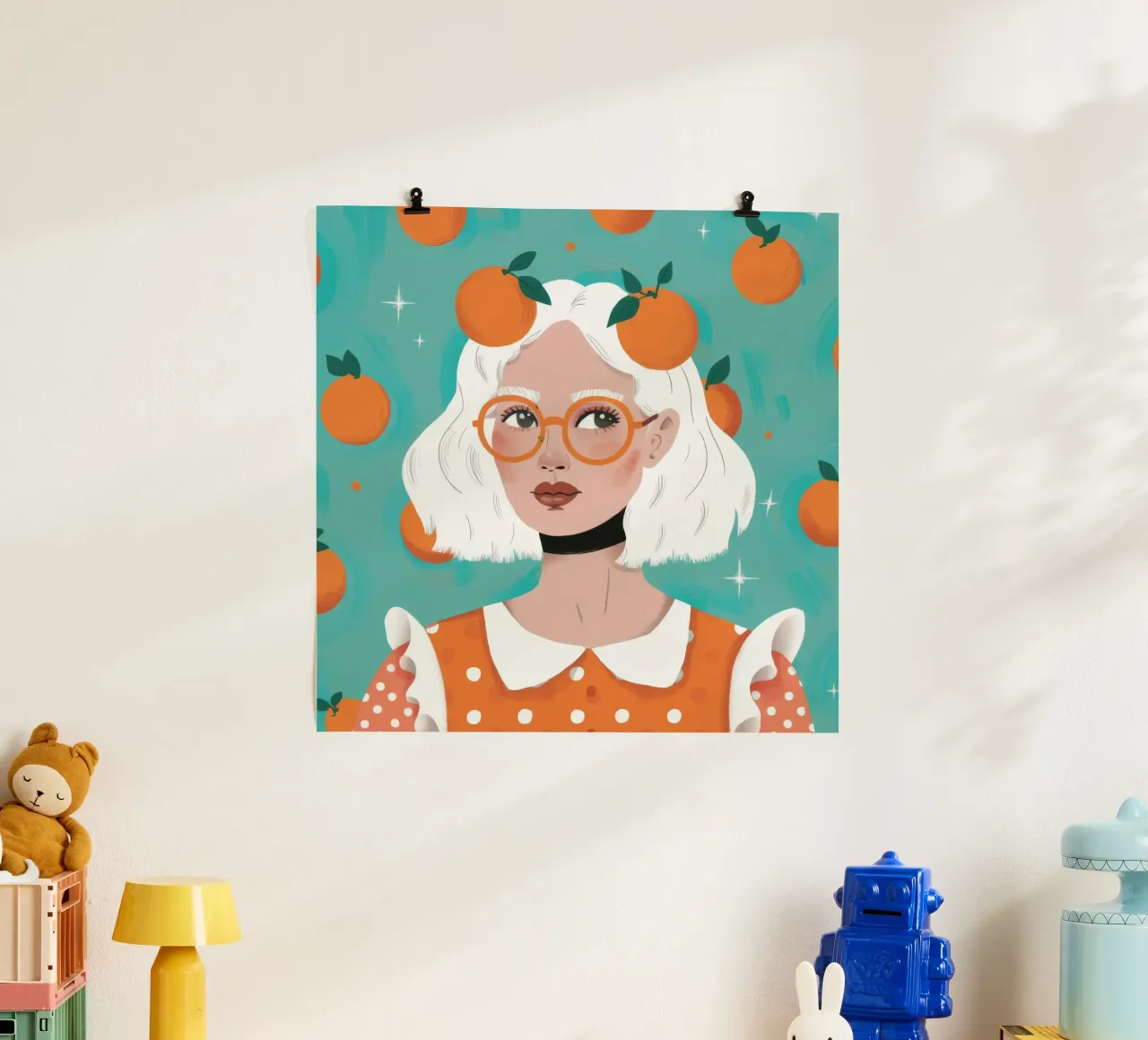 Beatitudine Dreamscape agli agrumi poster con telaio in alluminio da Ivory Frame