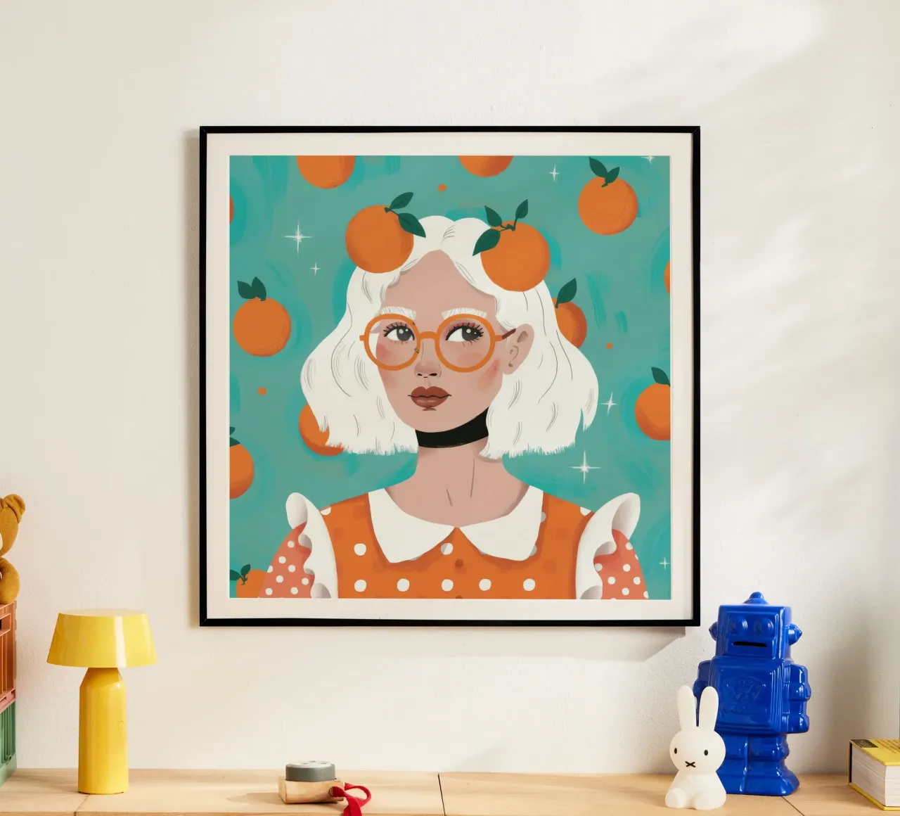 Beatitudine Dreamscape agli agrumi poster con telaio in alluminio da Ivory Frame