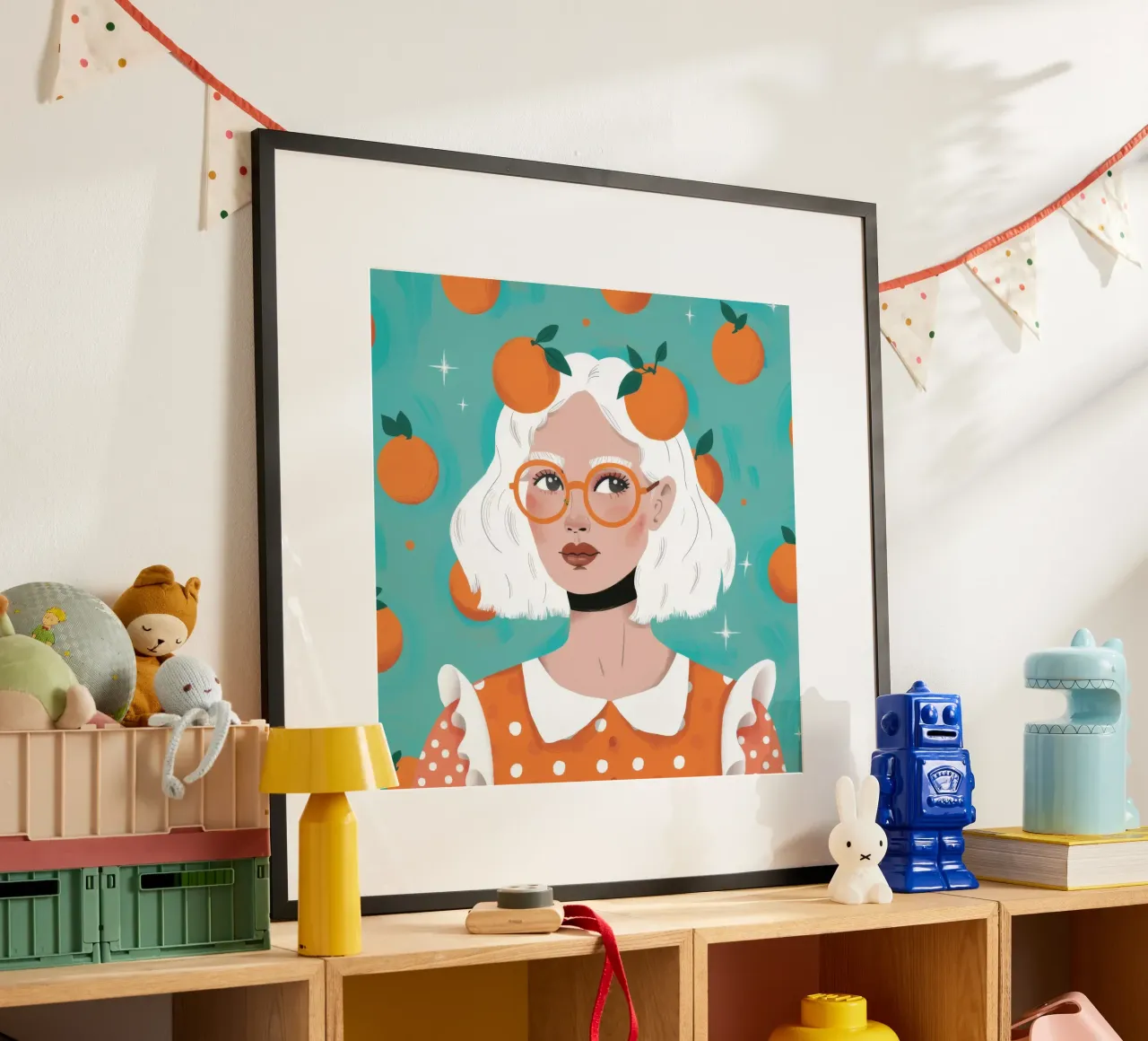 Beatitudine Dreamscape agli agrumi poster con telaio in alluminio da Ivory Frame