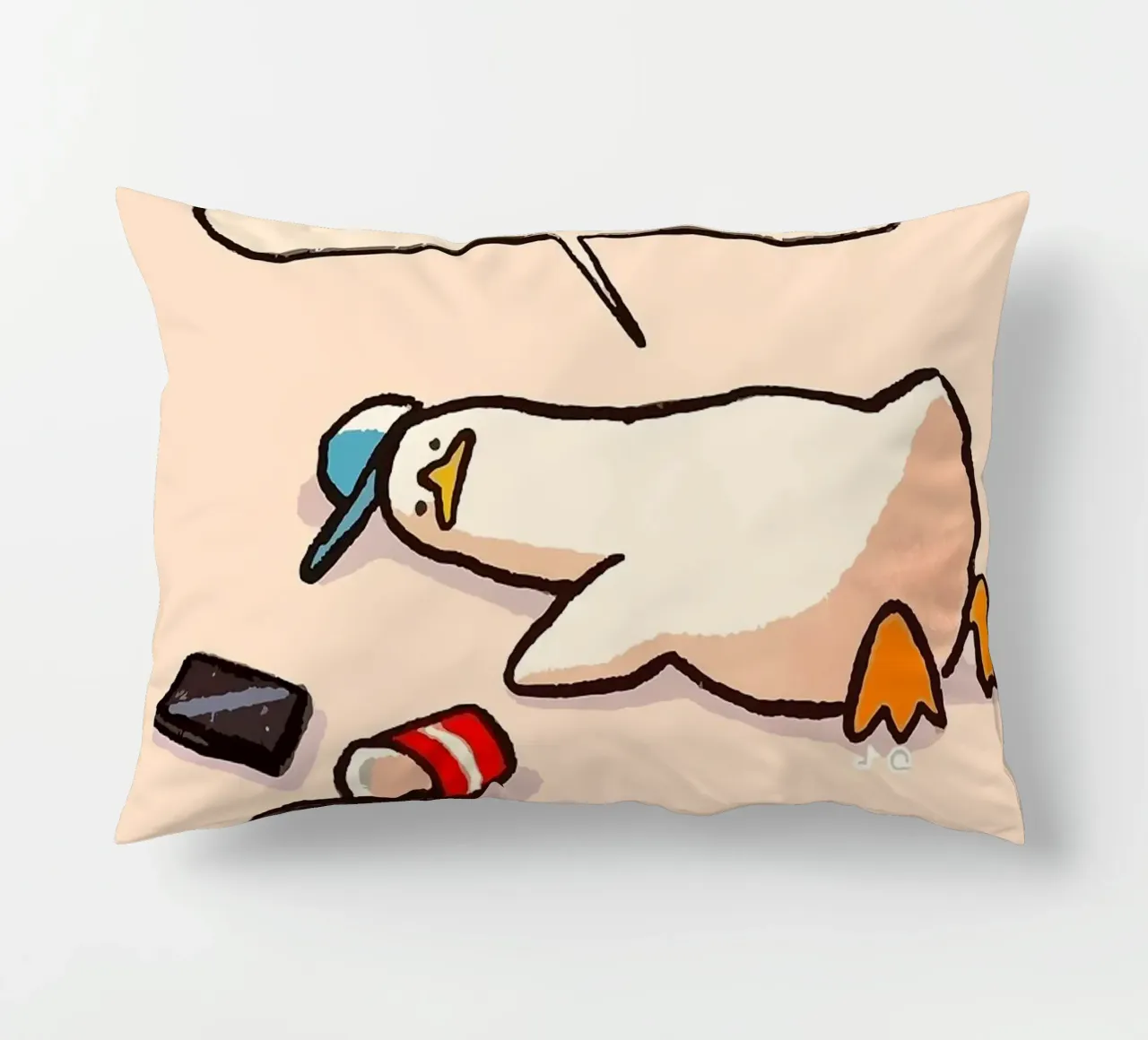I'M FINE goose speech bubble text decorative cushion by James Isaac Jackson