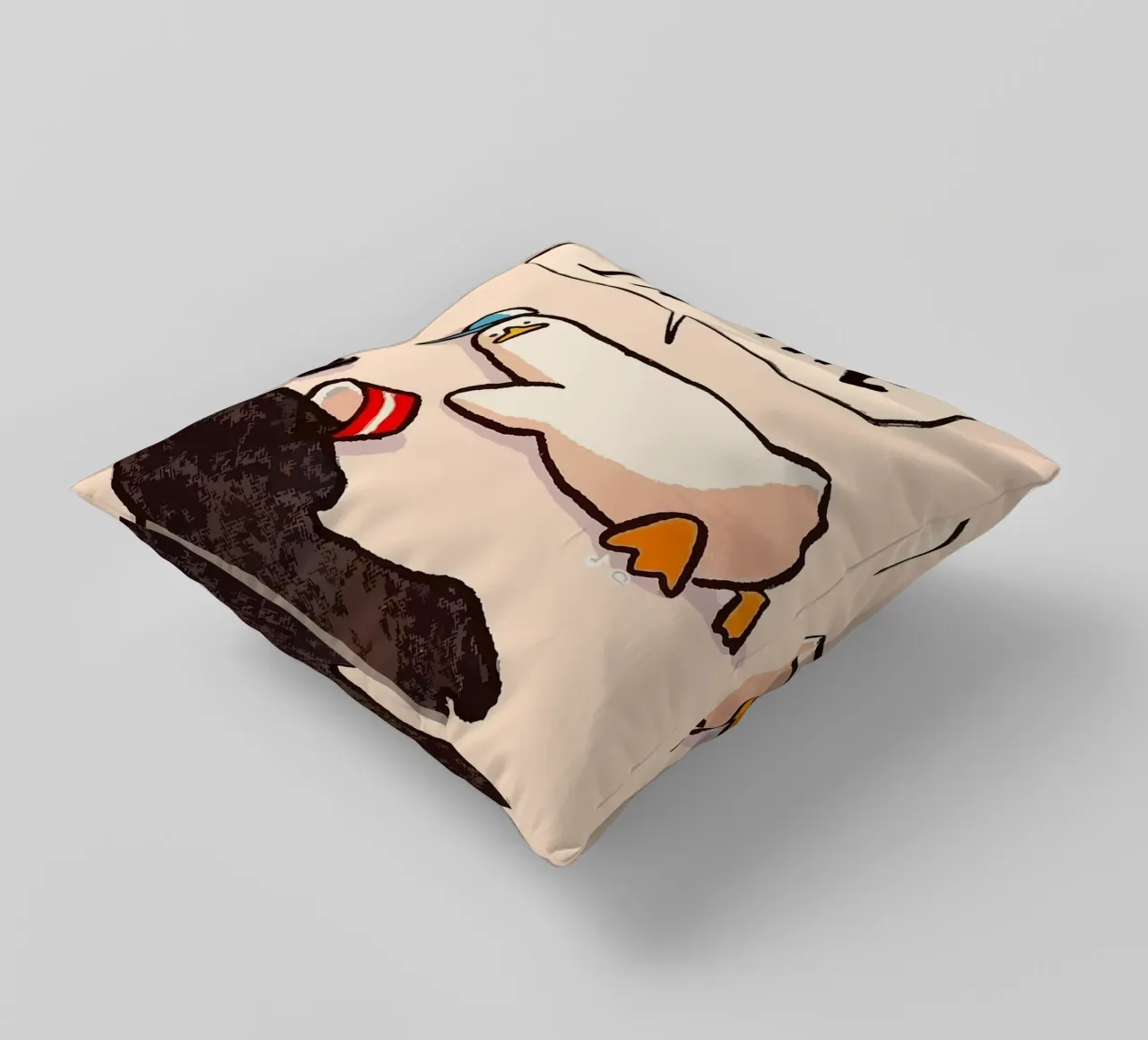I'M FINE goose speech bubble text decorative cushion by James Isaac Jackson