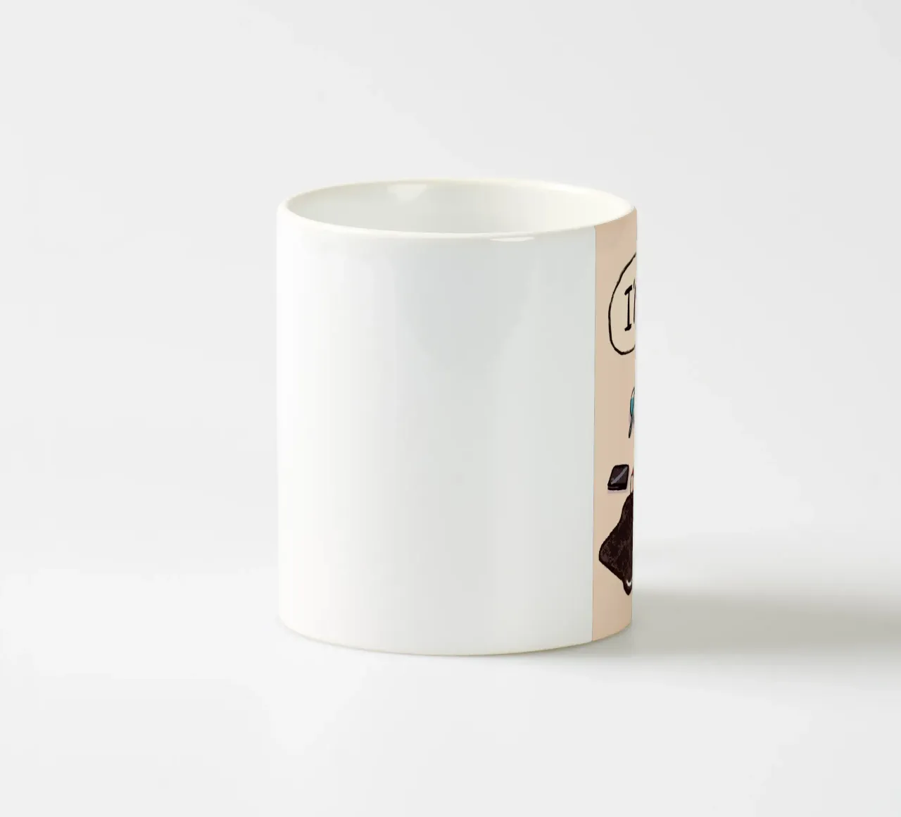 I'M FINE goose speech bubble text ceramic mug by James Isaac Jackson