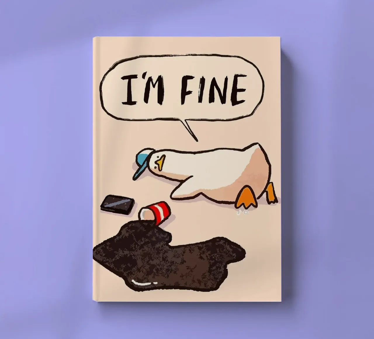 I'M FINE goose speech bubble text notebook by James Isaac Jackson