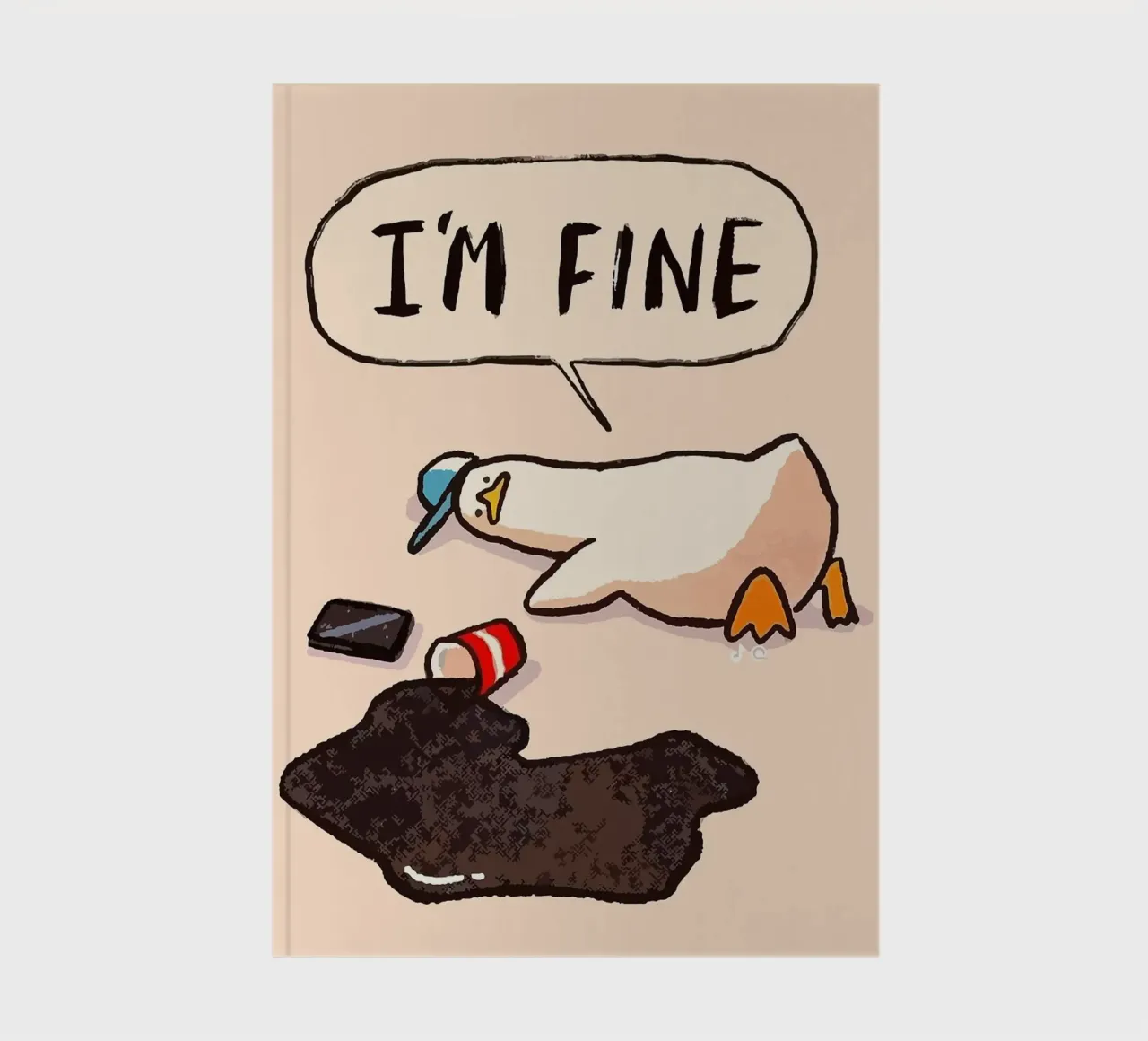 I'M FINE goose speech bubble text notebook by James Isaac Jackson