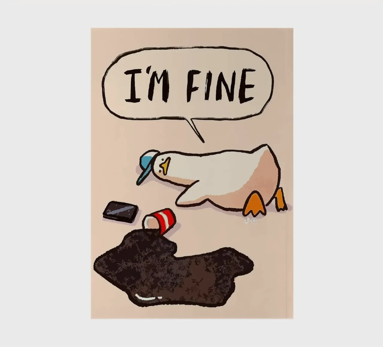 I'M FINE goose speech bubble text notebook by James Isaac Jackson