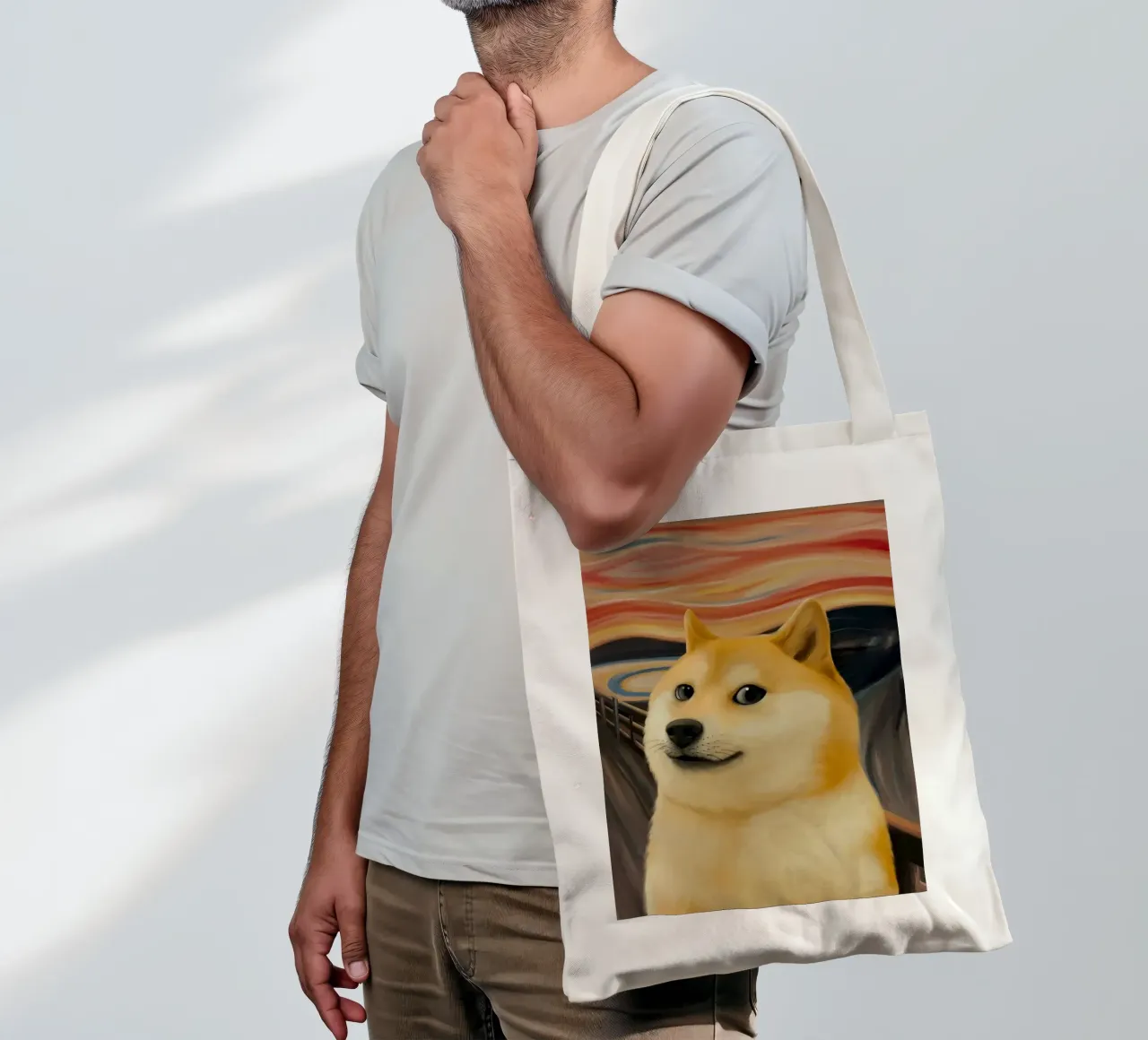 cane internet meme carino anima borsa in juta da James Isaac Jackson