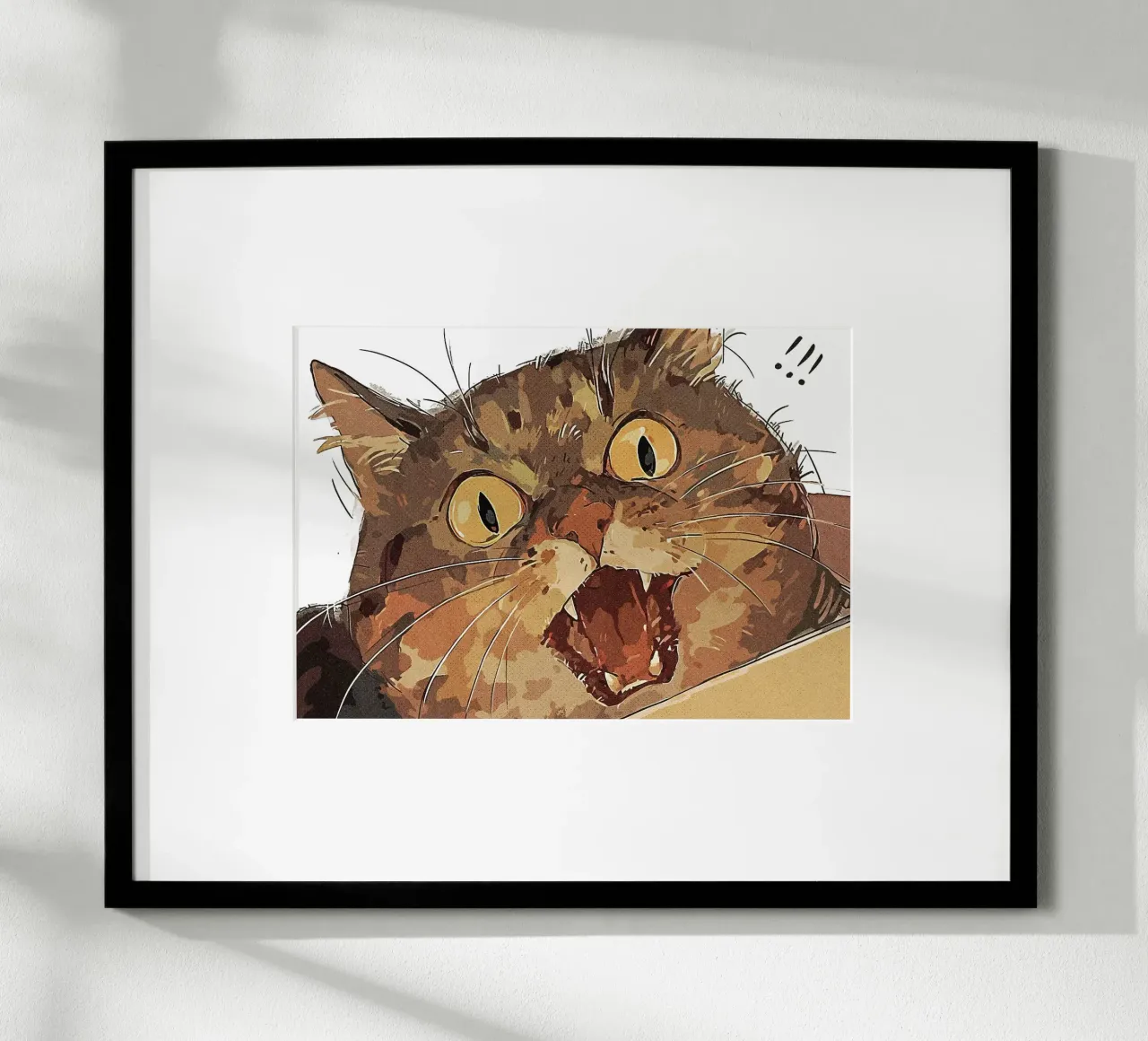 Gatto scioccato poster con telaio in alluminio da James Isaac Jackson