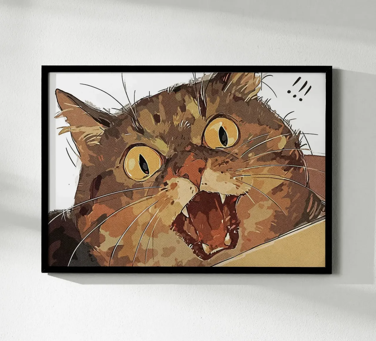 Gatto scioccato poster con telaio in alluminio da James Isaac Jackson