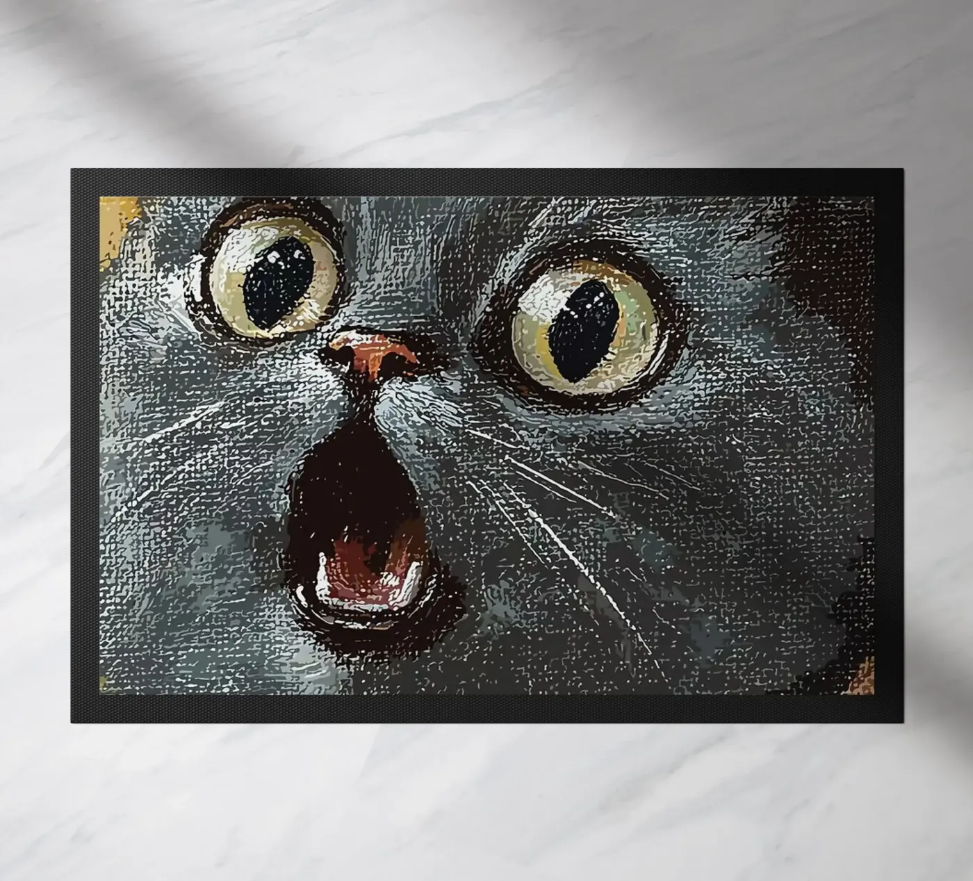 Expression Cat doormat by James Isaac Jackson
