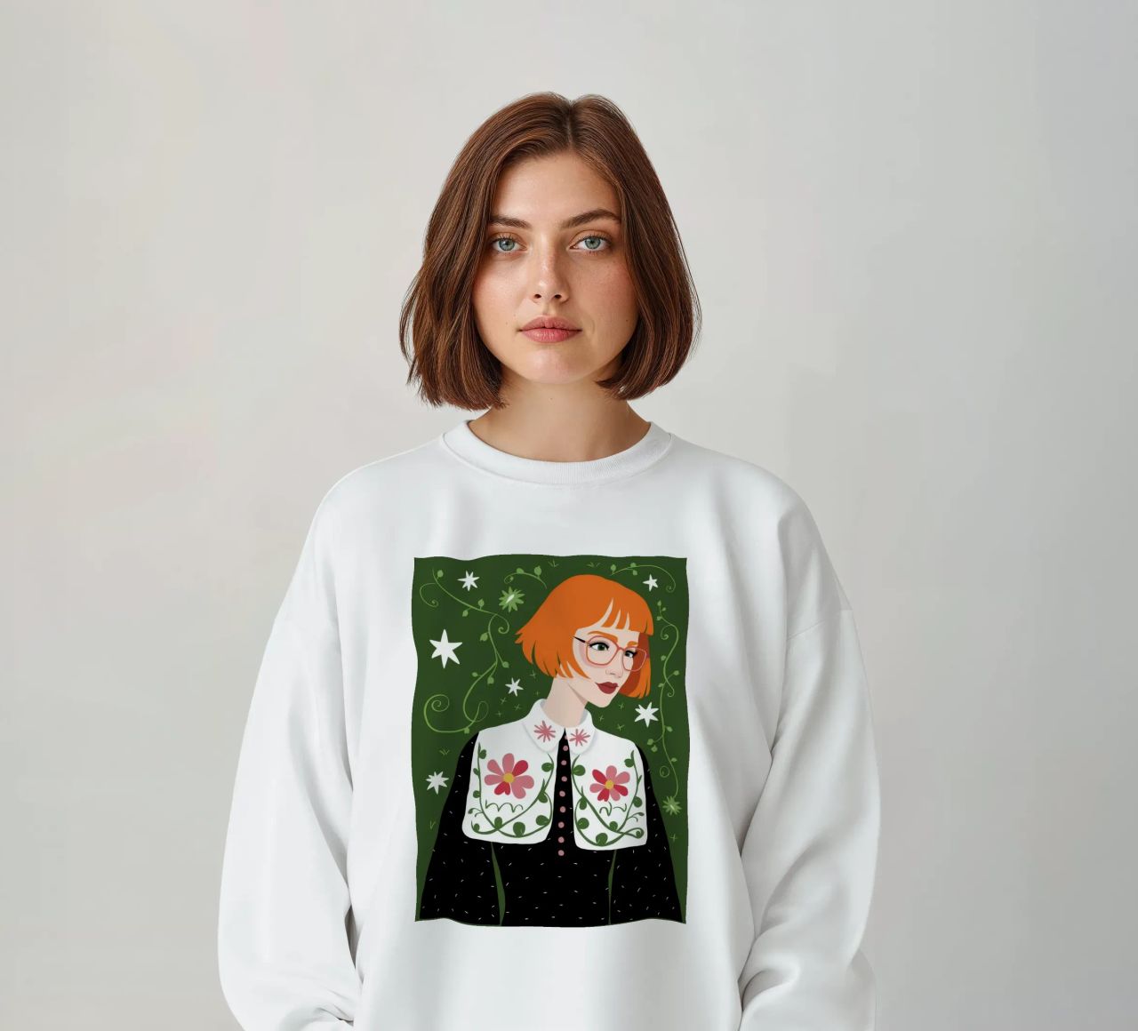 Elegancia floral encantada sudadera de Ivory Frame