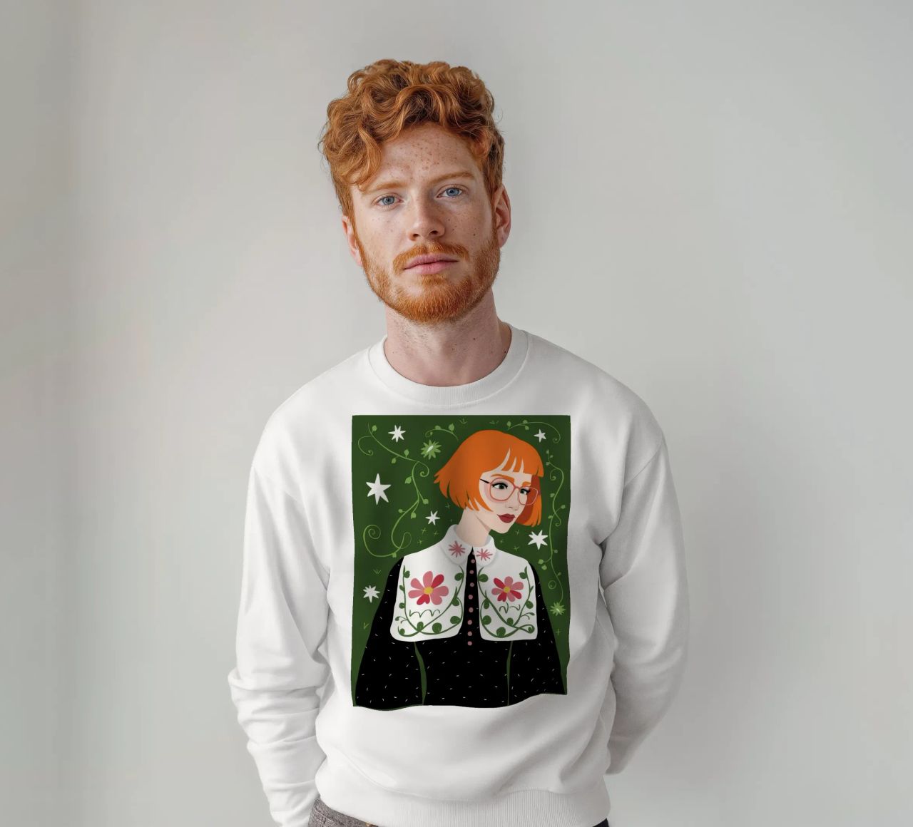 Elegancia floral encantada sudadera de Ivory Frame