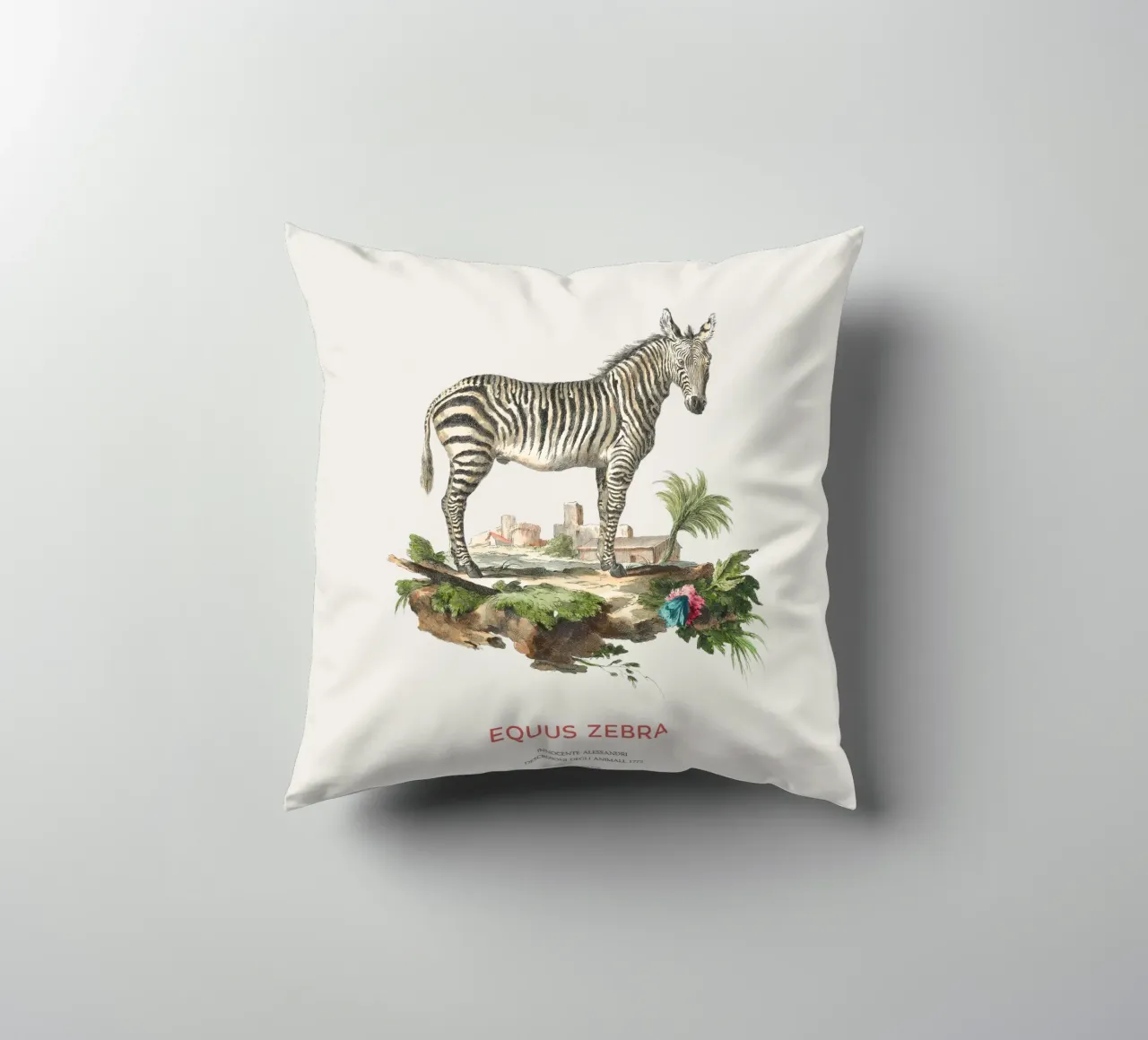 Incisione retro Mountain Zebra cuscino da Vintagrafica