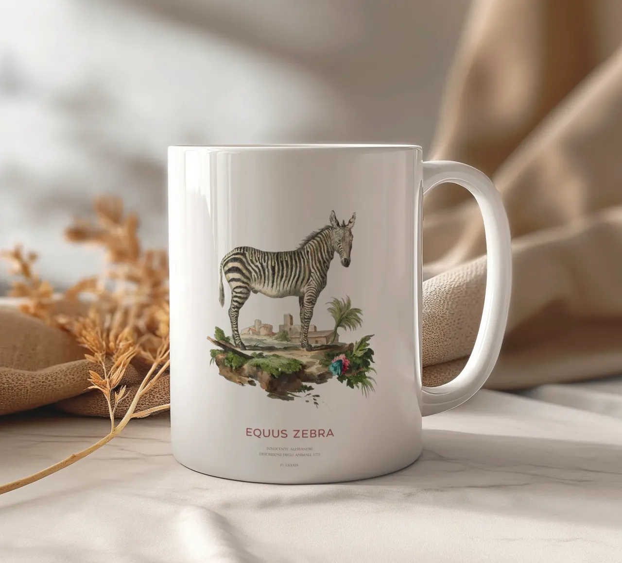 Incisione retro Mountain Zebra tazza in ceramica da Vintagrafica
