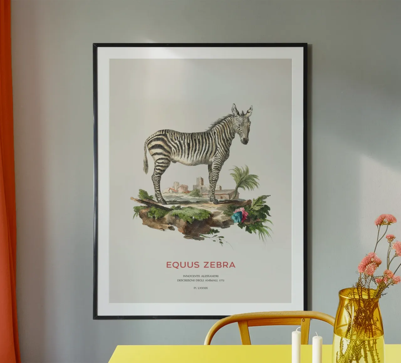 Incisione retro Mountain Zebra poster da Vintagrafica