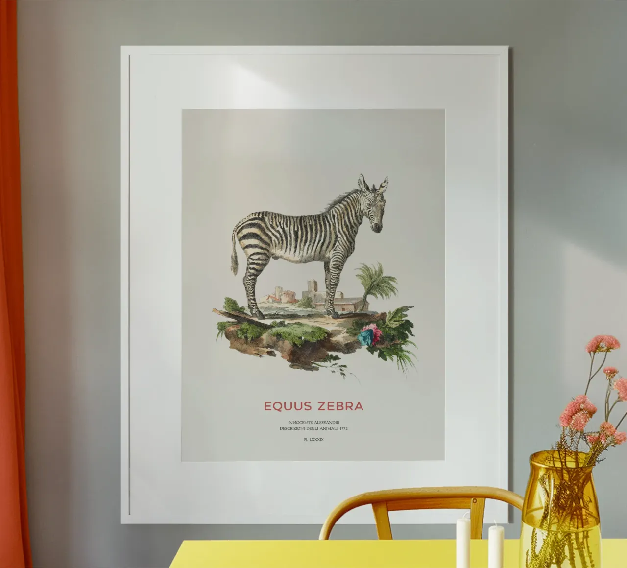 Incisione retro Mountain Zebra poster da Vintagrafica