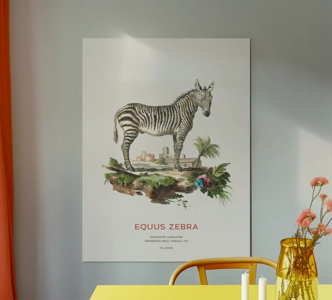 Incisione retro Mountain Zebra poster da Vintagrafica
