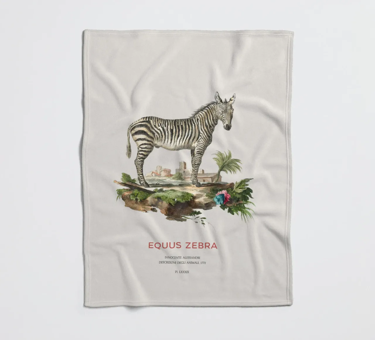 Incisione retro Mountain Zebra coperta in pile da Vintagrafica