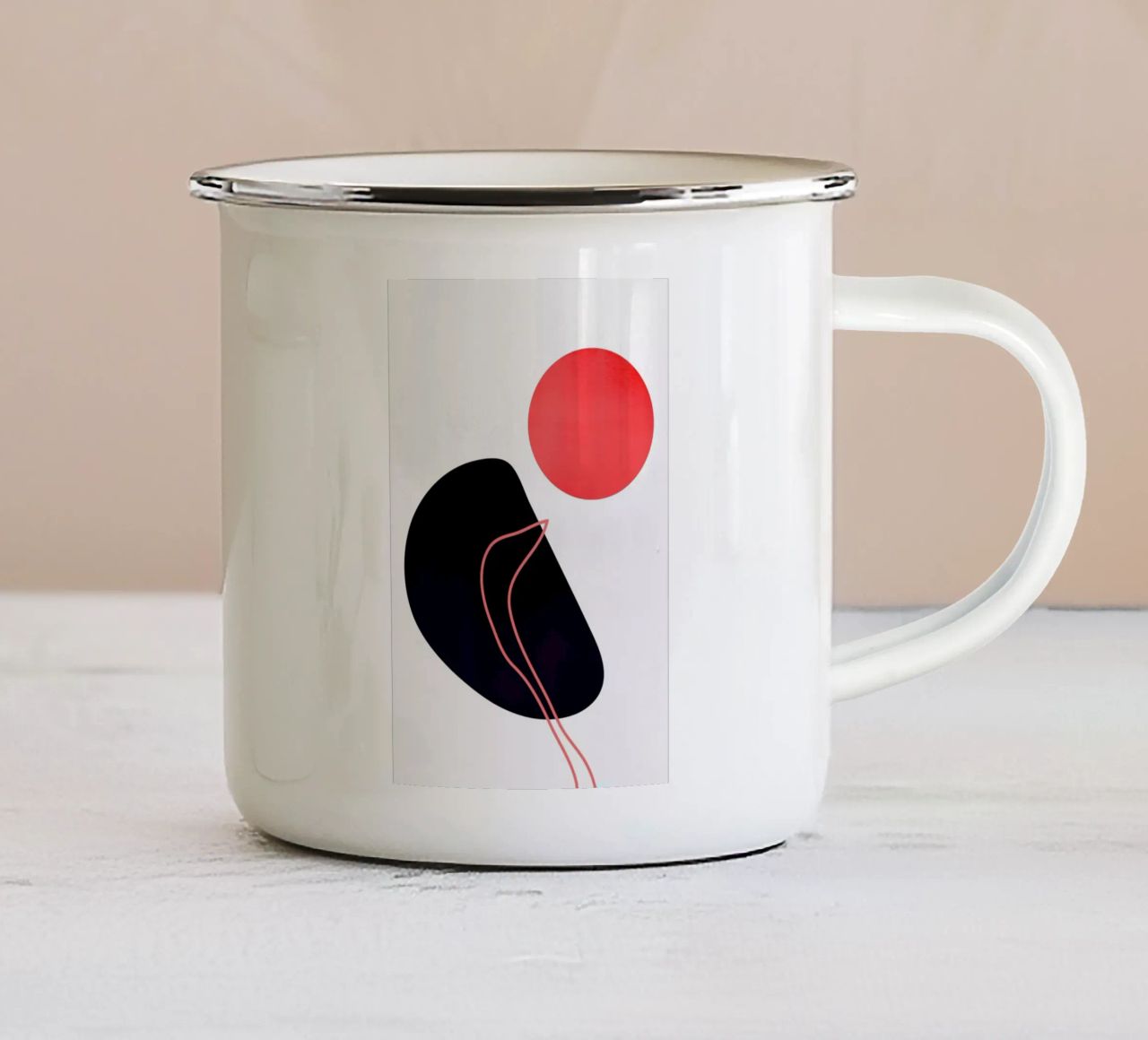 Abstracta No.7 Emaille Tasse von Kubistika