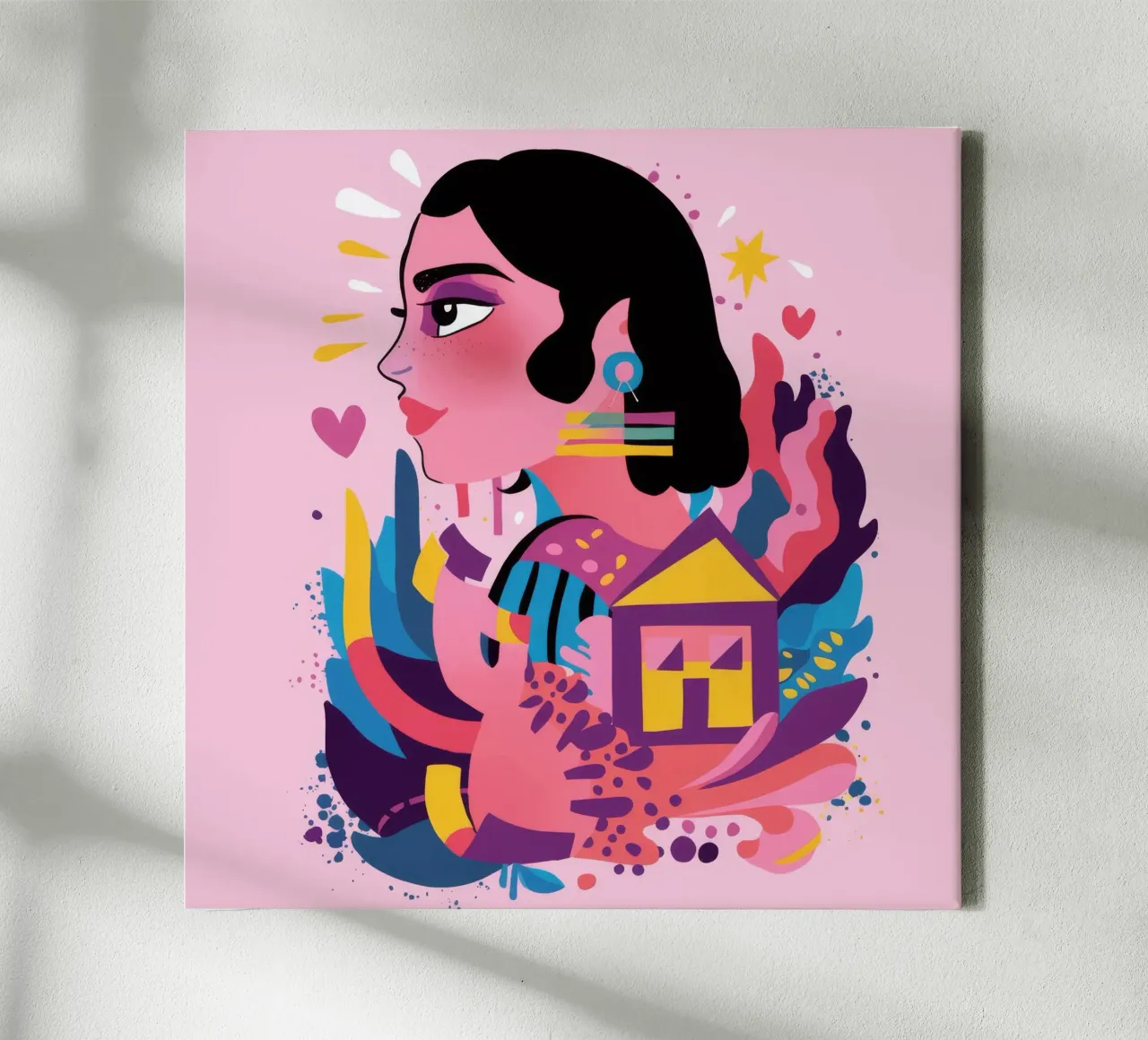 Fantaisie colorée dans la jungle toile avec Caisse américaine de Ivory Frame
