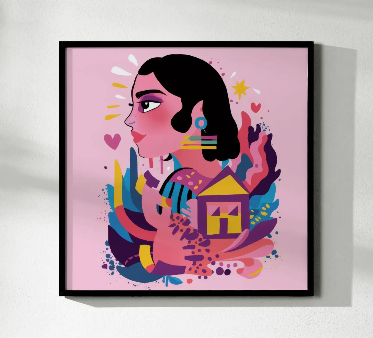 Fantaisie colorée dans la jungle poster avec cadre en bois de Ivory Frame
