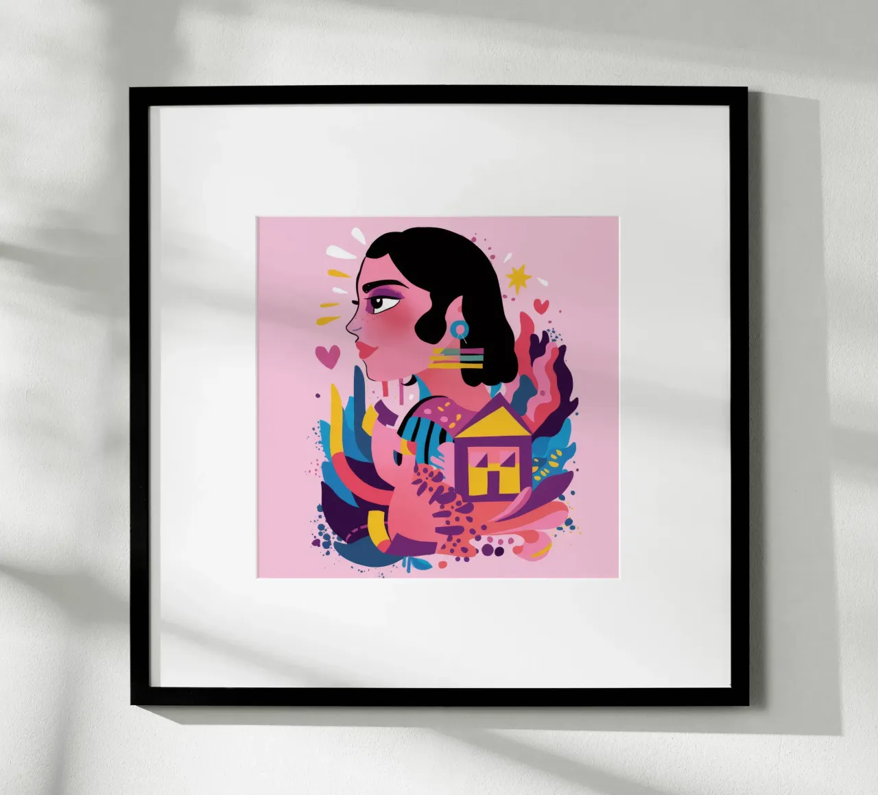 Fantaisie colorée dans la jungle poster avec cadre en bois de Ivory Frame