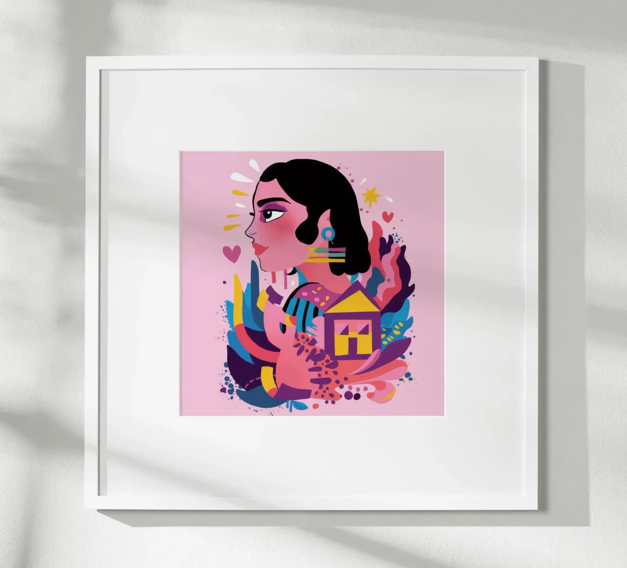 Fantaisie colorée dans la jungle poster avec cadre en bois de Ivory Frame