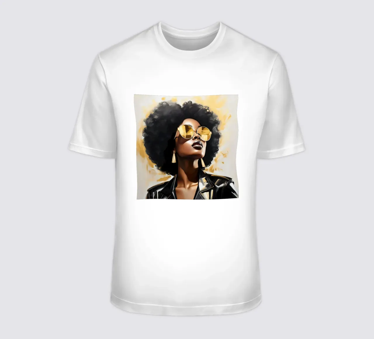 Ritratto donna africana moderna in oro nero popart t-shirt da Take Your Art BV
