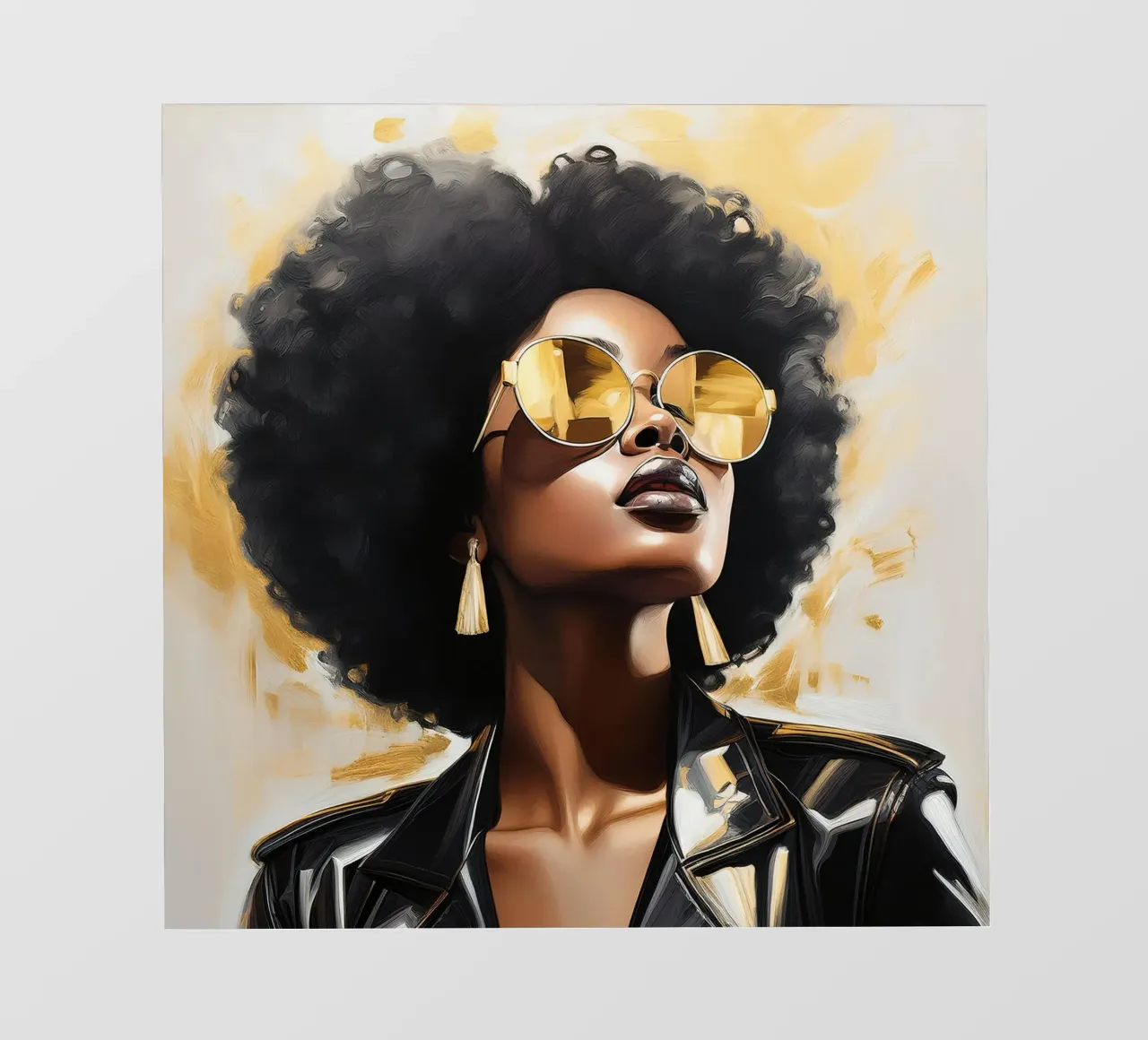 Ritratto donna africana moderna in oro nero popart telo in pvc da Take Your Art BV