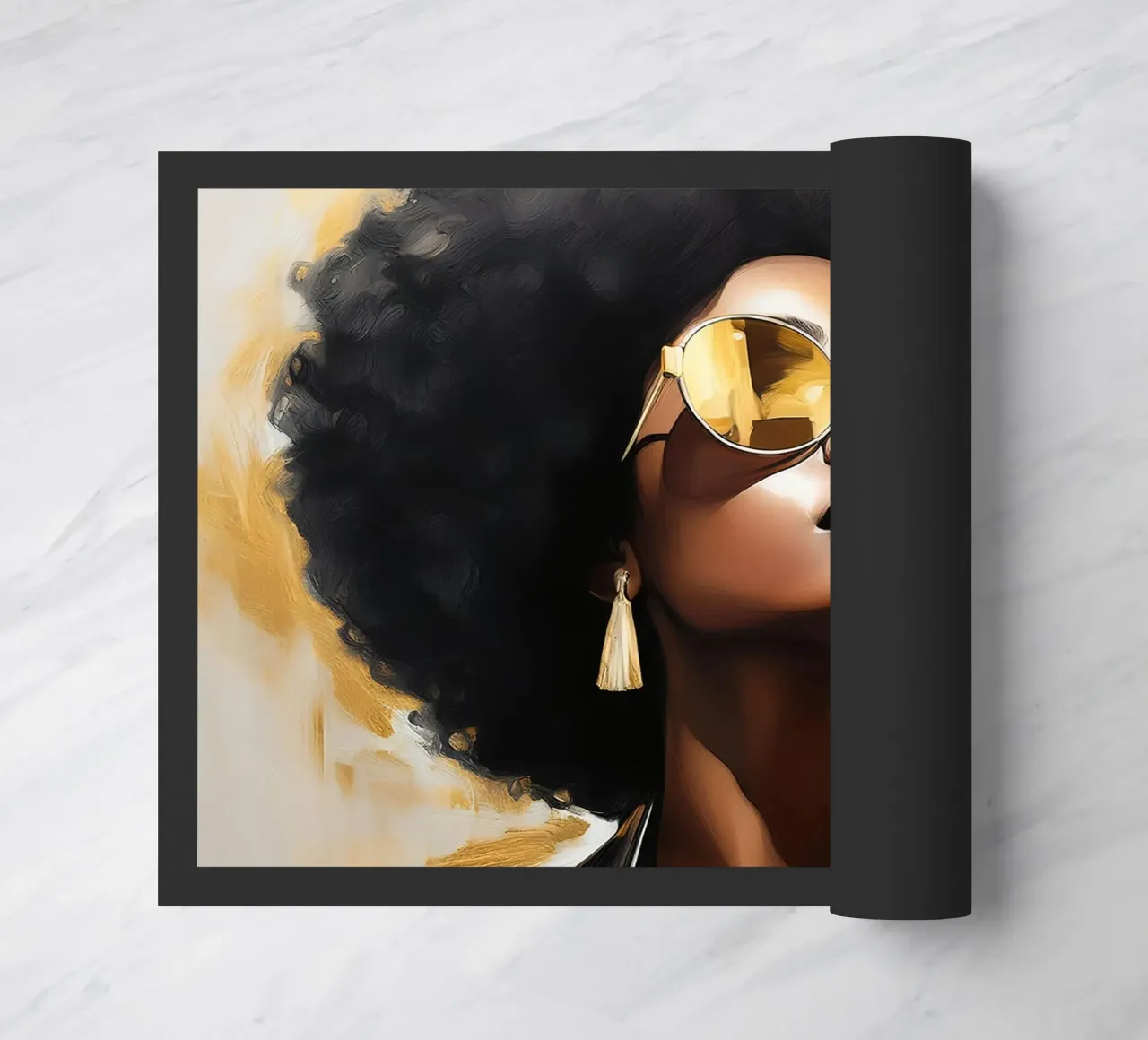 Ritratto donna africana moderna in oro nero popart zerbino da Take Your Art BV