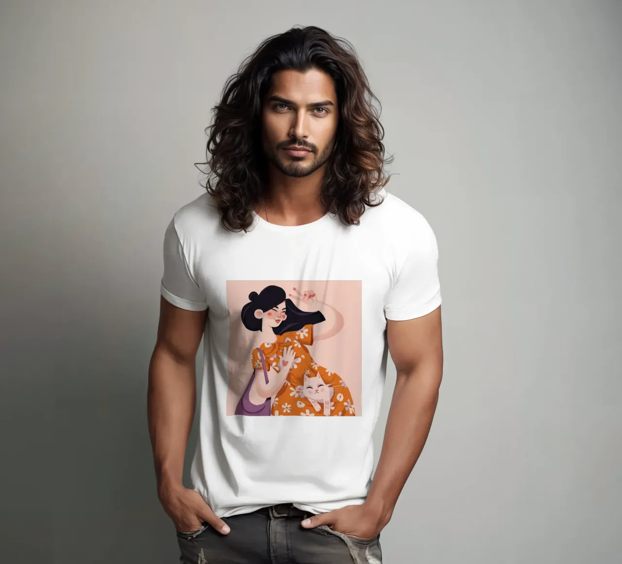Accogliente abbraccio felino t-shirt da Ivory Frame