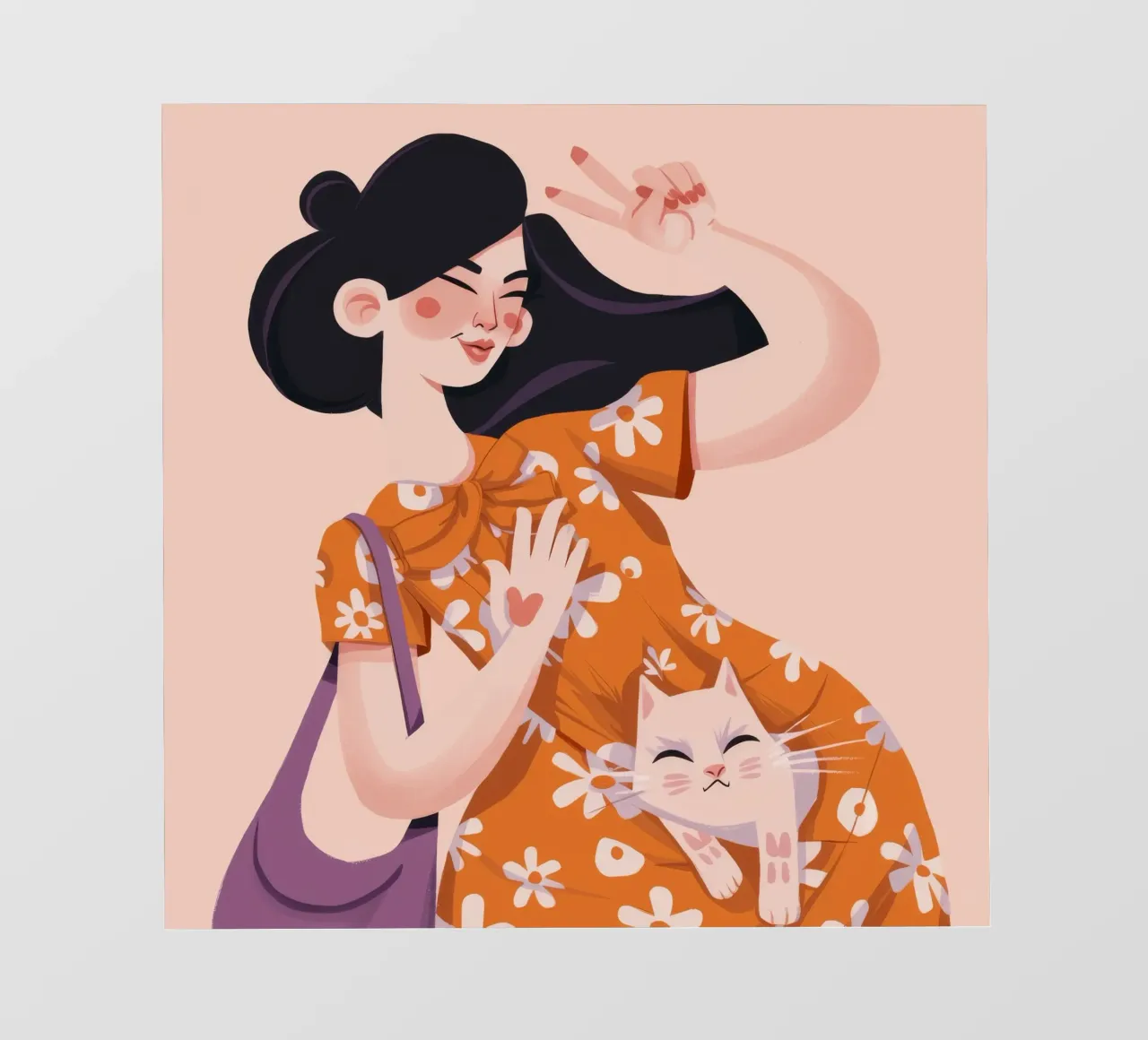 Cozy Feline Embrace photo wallpaper by Ivory Frame