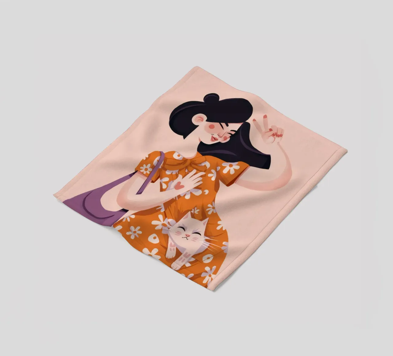 Cozy Feline Embrace fleece blanket by Ivory Frame