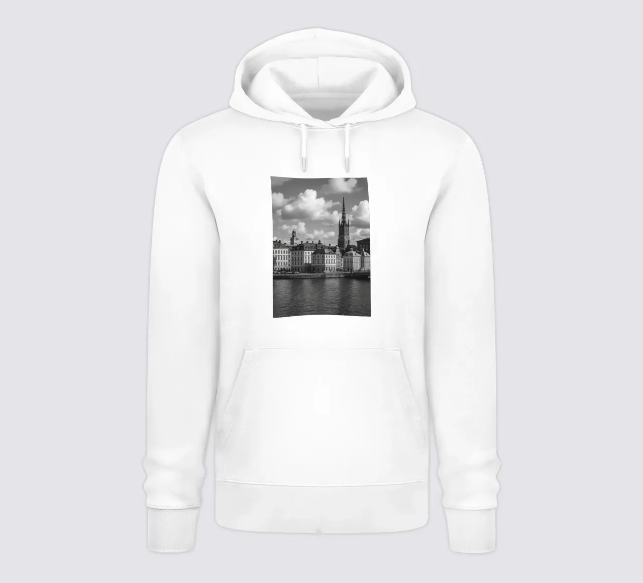 Stockholm, Sweden Black and White City Panorama Photography hoodie by the gondels