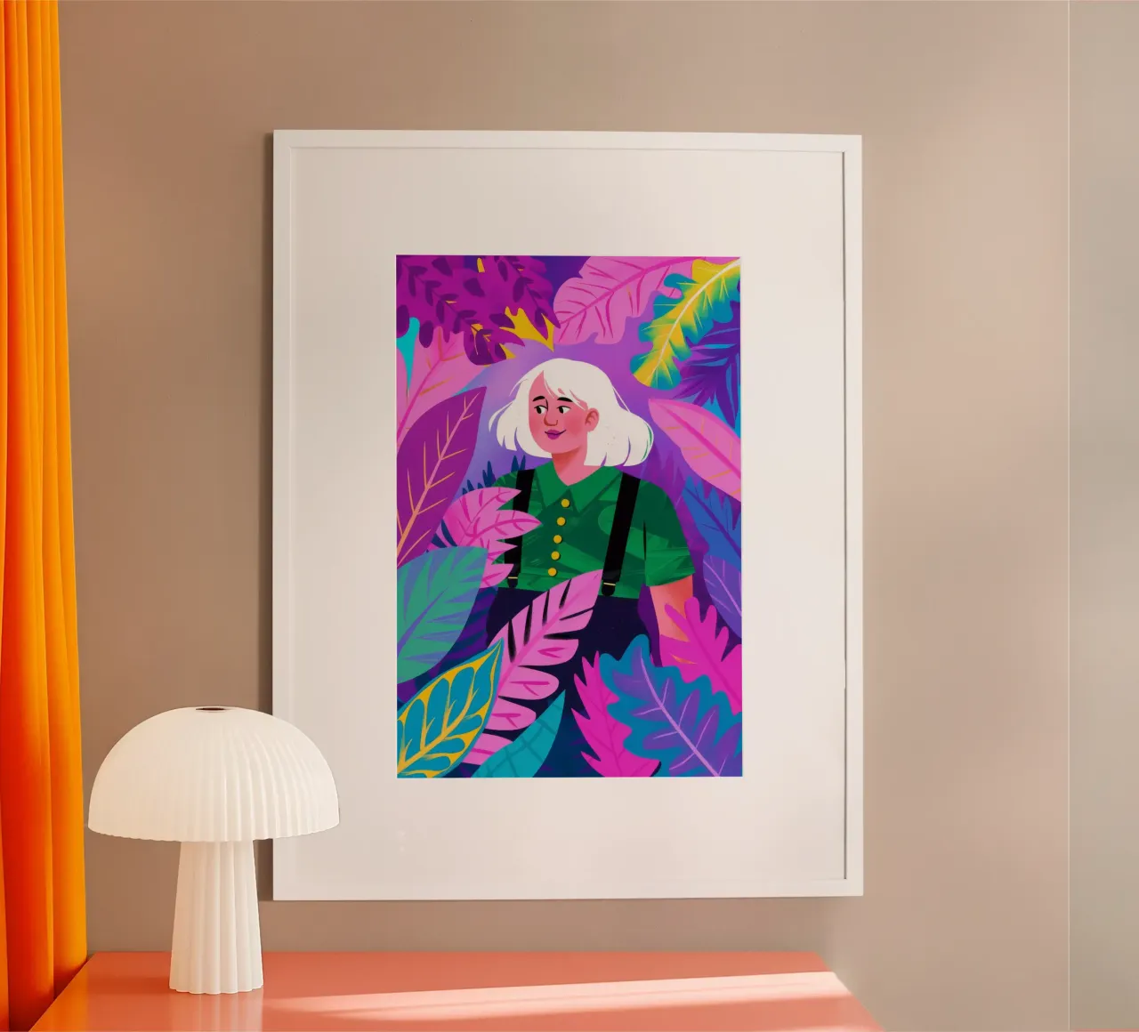 Paisaje de ensueño botánico poster con marco de aluminio de Ivory Frame