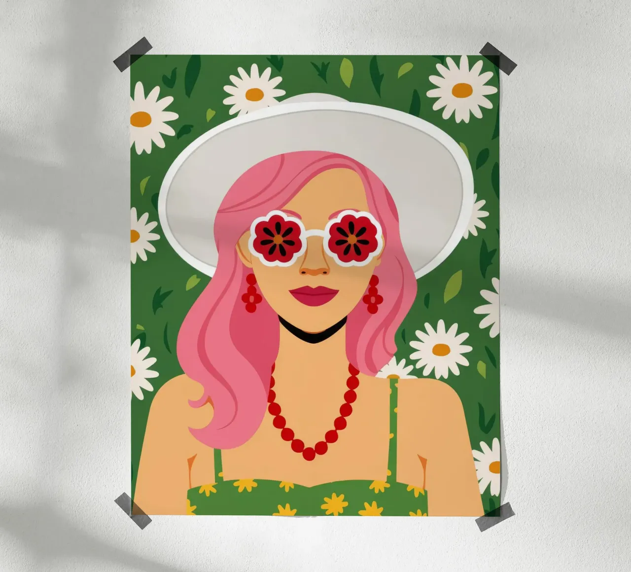 Delizia dei sognatori di margherite poster con telaio in legno da Ivory Frame
