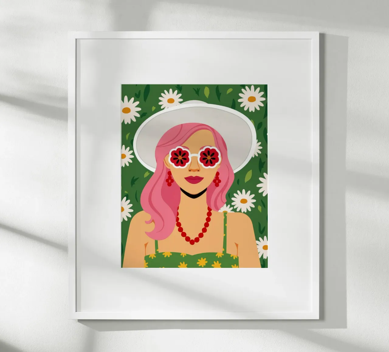 Delizia dei sognatori di margherite poster con telaio in legno da Ivory Frame