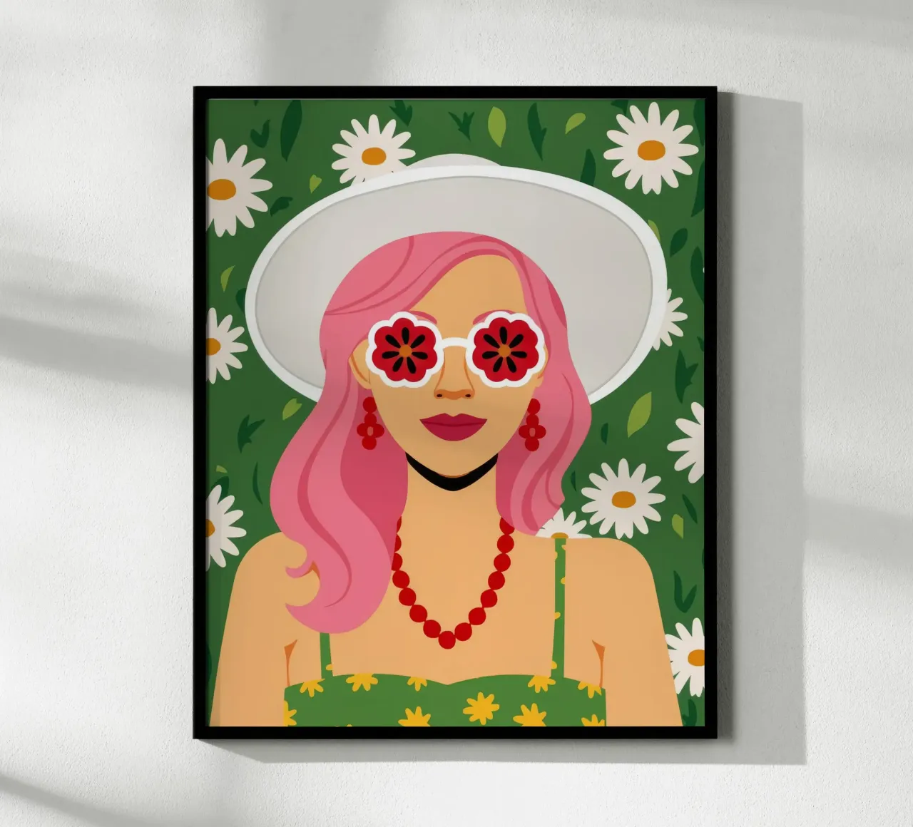 Delizia dei sognatori di margherite poster con telaio in legno da Ivory Frame