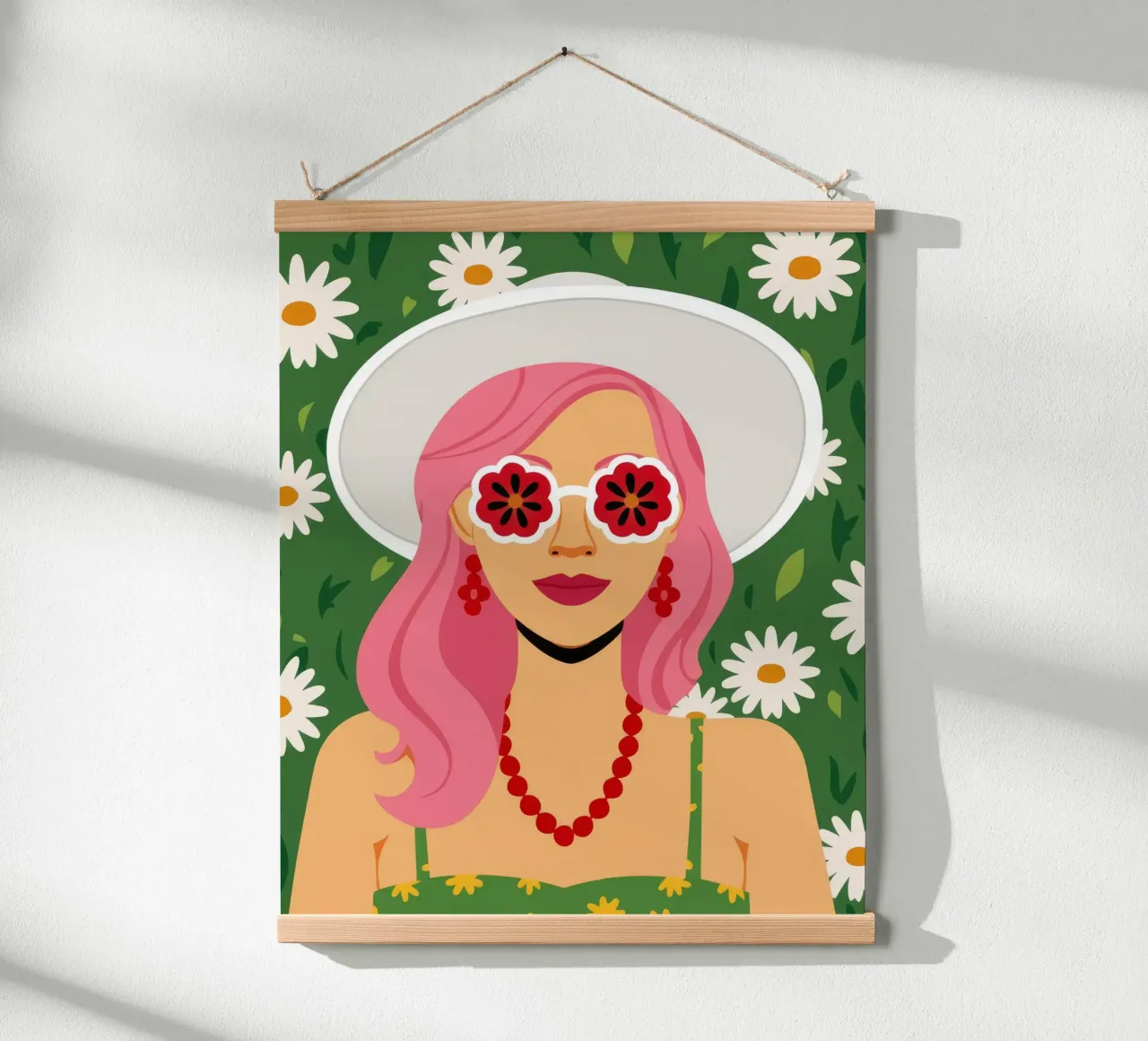 Delizia dei sognatori di margherite poster con telaio in legno da Ivory Frame