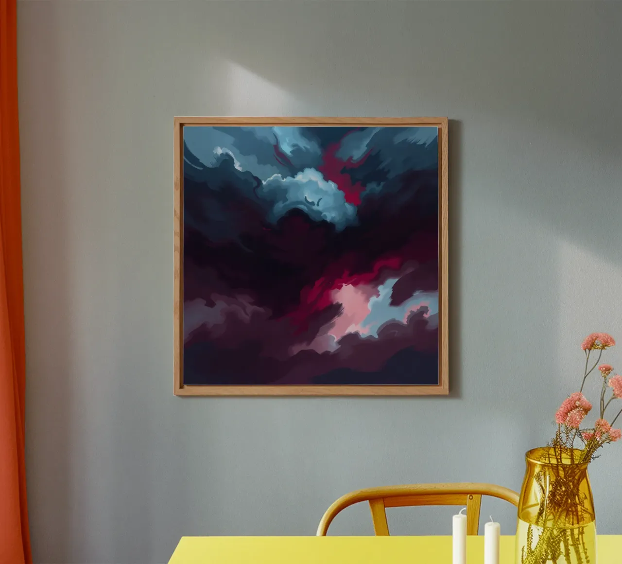 storm clouds swirl overhead at dusk creating a dramatic art alu-dibond by DesignDoodle