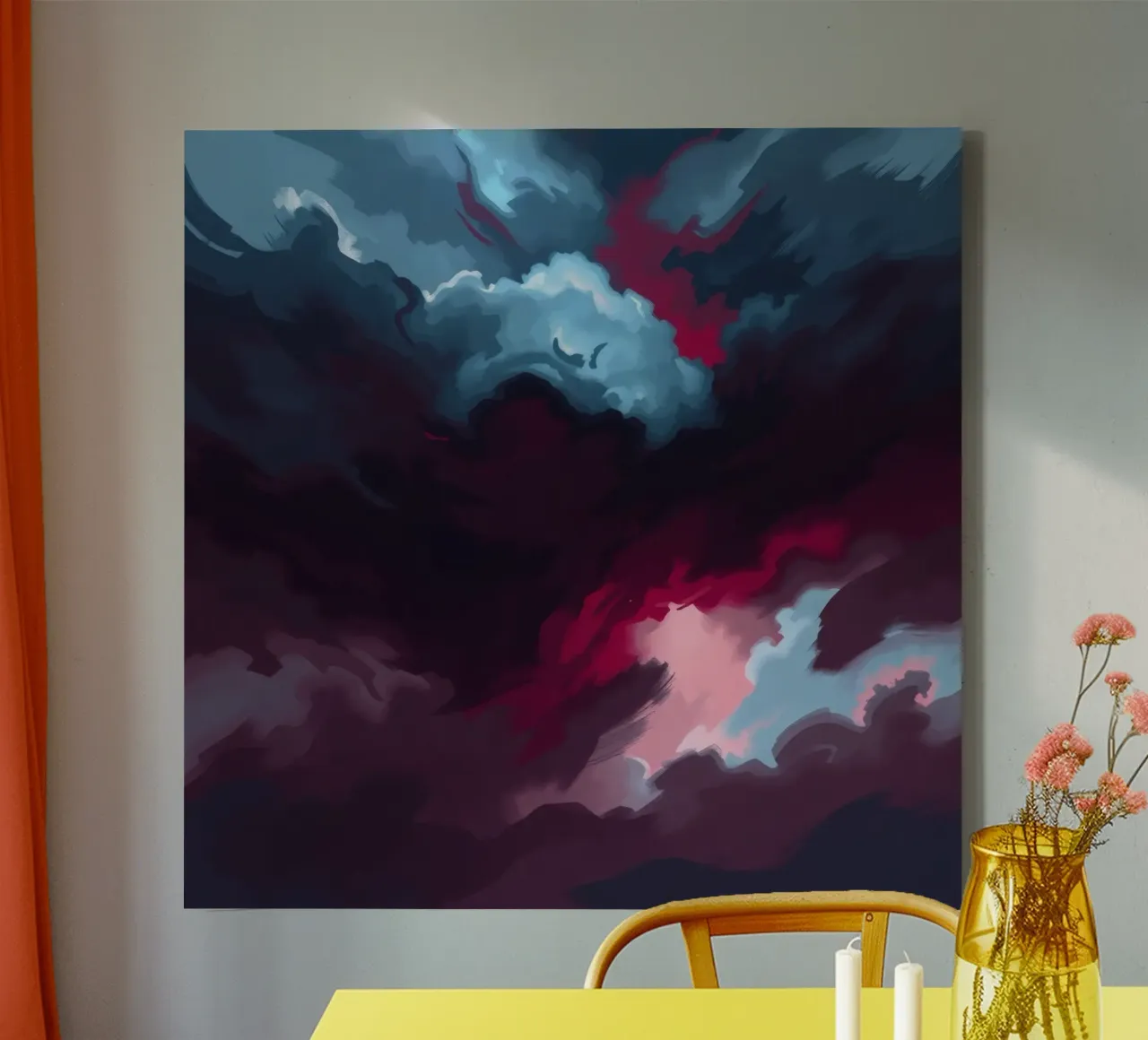 storm clouds swirl overhead at dusk creating a dramatic art canvas by DesignDoodle