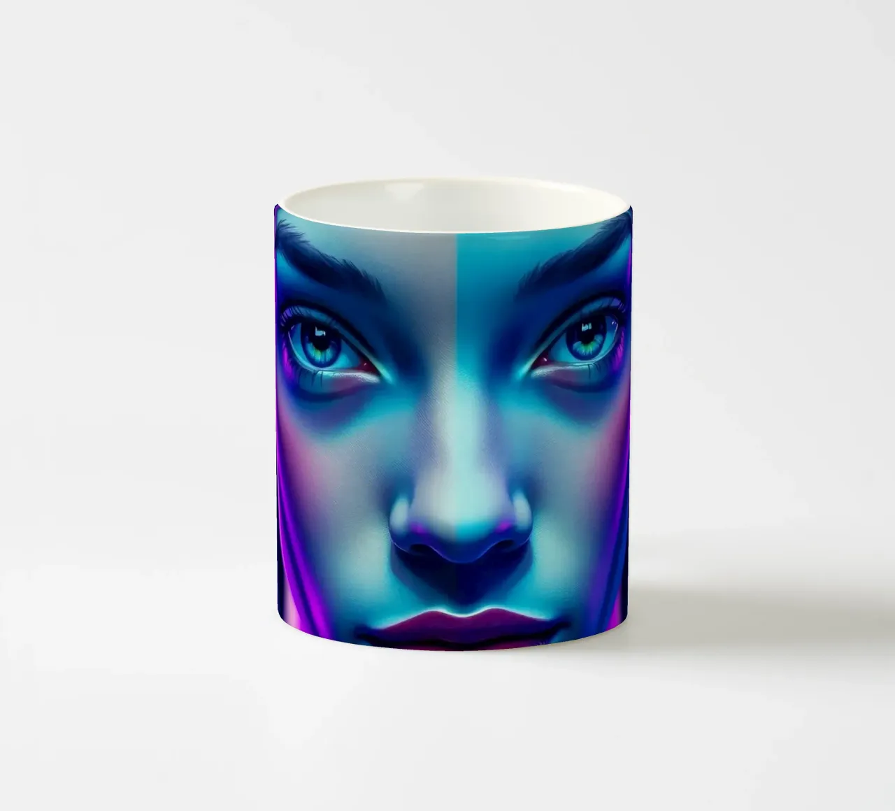 Splendido ritratto di donna con vivaci colori al neon tazza in ceramica da DesignDoodle