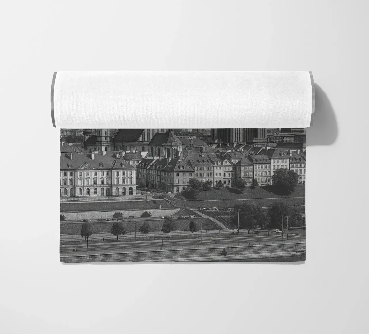 Varsavia, Polonia Illustrazione panoramica della città in bianco e nero telo mare da the gondels