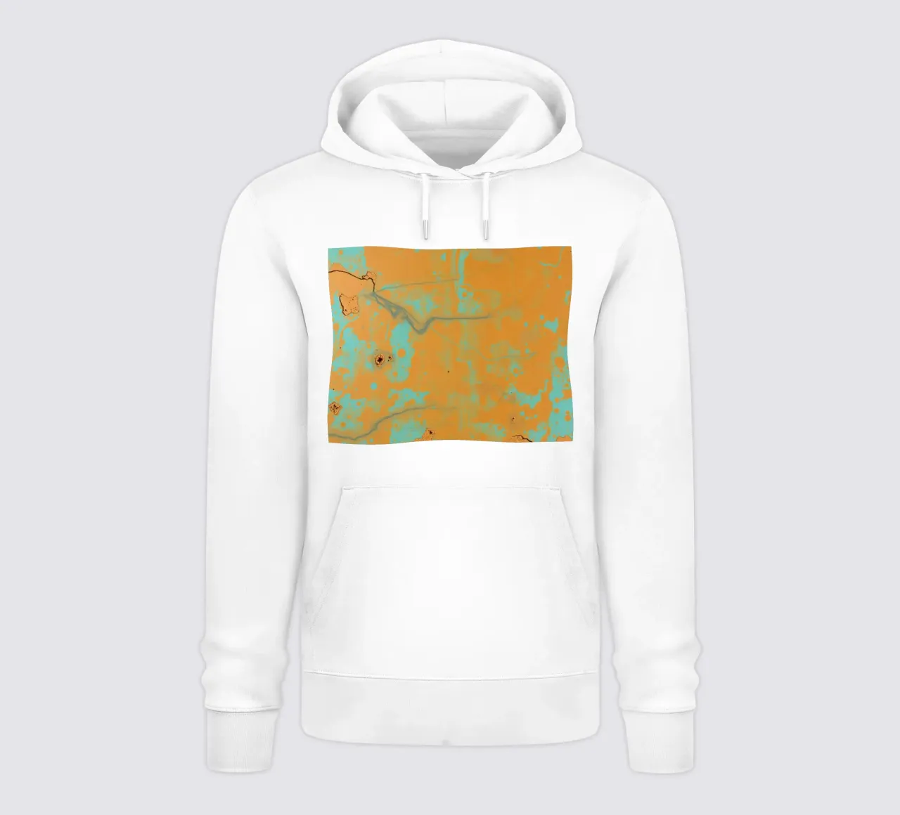 Arte astratta strutturata che mette in mostra i colori vivaci dell'arancio e del turchese. felpa con cappuccio da DesignDoodle