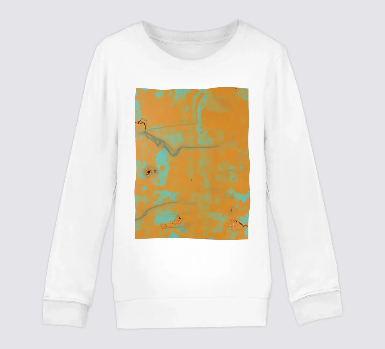 Arte astratta strutturata che mette in mostra i colori vivaci dell'arancio e del turchese. felpa bambino da DesignDoodle