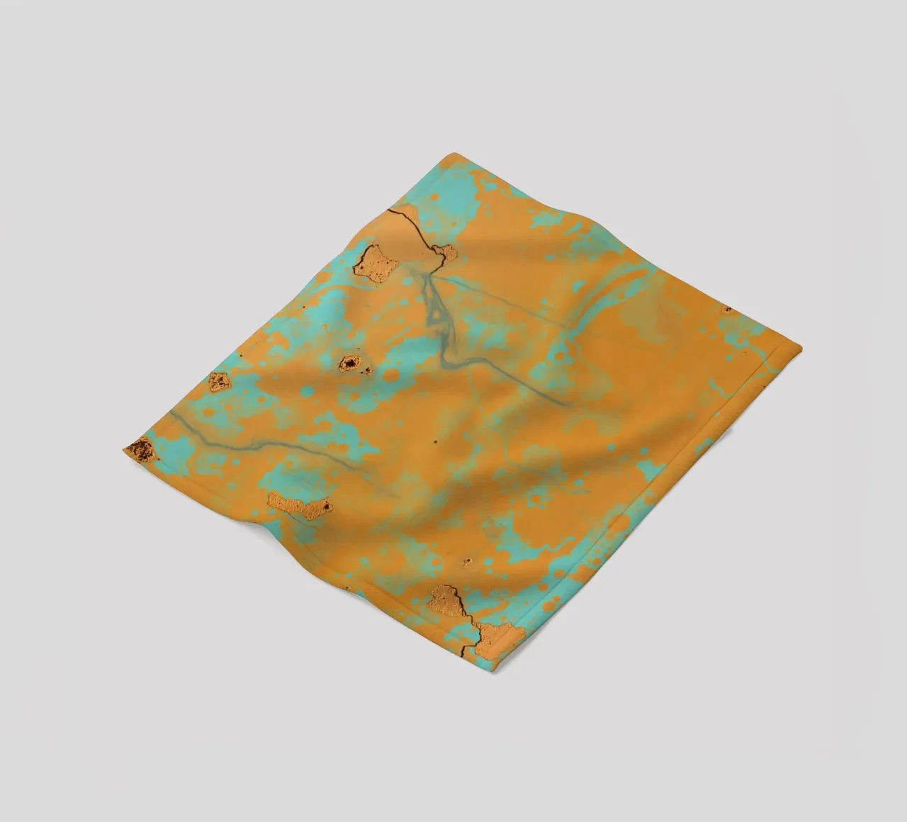 Arte astratta strutturata che mette in mostra i colori vivaci dell'arancio e del turchese. coperta in pile da DesignDoodle