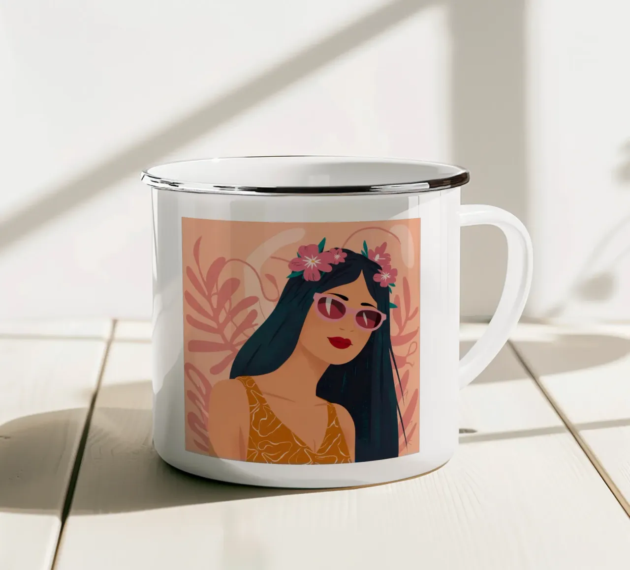 Eleganza floreale fantasy tazza in smalto da Ivory Frame